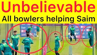 Unbelievable 🛑 All Pakistani fast bowlers Helping Saim Ayub in nets to get form back | 3rd T20