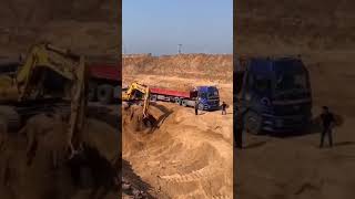 Loading sand in side tipper truck trailer, and unloading sand is also very fast