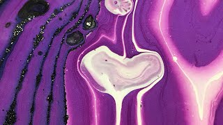 (79)Acrylic Pouring - 💜 Color Shift \u0026 Black Glitter ✨