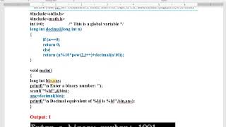 CPL Lab Part B Expt 15 To convert the binary number to decimal number using recirsive function