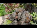 sunnydaze layered rock waterfall outdoor fountain with led lights 32