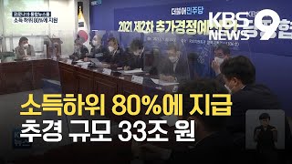 소득하위 80%에 재난지원금 선별지급…2차 추경 규모 33조원 / KBS 2021.06.29.