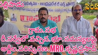 పల్లిపాడు గ్రామం రీ సర్వేలో వచ్చిన సమస్యలపై అర్జీల పరిష్కరణ ప్రతి రైతుకి న్యాయం జరగాలని MRO