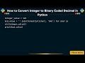 How to Convert Integer to Binary Coded Decimal in Python