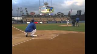 130506 Tiffany Throws First Pitch for LA Dodgers