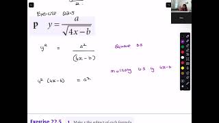 changing subject of formula containing square and square root