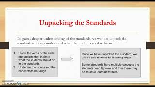 UbD; Unpacking Standards