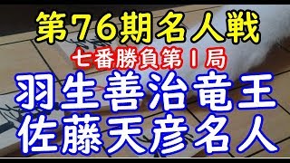 名局賞 将棋 棋譜並べ ▲羽生善治竜王  △佐藤天彦名人 第76期名人戦七番勝負第１局 「技巧２」の棋譜解析 No.1729 横歩取り  Shogi/Japanese Chess