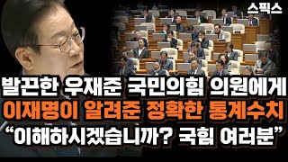 “우리 OECD 평균보다 한 달 더 일해” 이재명 연설에 괴성 지른 우재준 국민의힘 의원에게 이 대표가 알려준 정확한 통계수치 “이해하시겠습니까? 국민의힘 여러분”