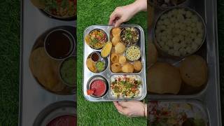 Aaj ki Thali #shorts #youtubeshorts #ashortaday #thali #vegthali #chaat #panipuri #bhelpuri #food