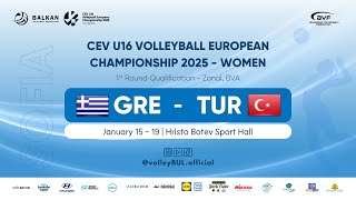 🔴 GRE 🆚 TUR | EuroVolley U16W | 1st Round - Zonal, BVA