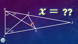 [경시대회 문제] 이등변삼각형 ABC, 각BEF=?? ∠x=??  (30º, 50º, 60º, 20º)
