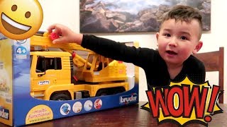 Construction Surprise Unboxing - BRUDER CRANE Playing with Toys!