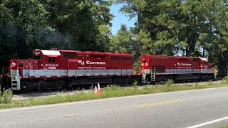 RJ Corman Railroad Company Freight Train in Tabor City, NC (8/21/24)