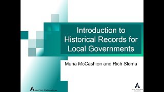 Introduction to Historical Records for Local Governments Webinar