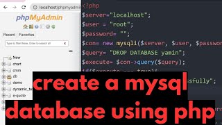 How to create a mysql database using php