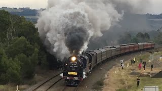 Steamrail Victoria's R711 \u0026 R761 SnowTrain going under a Pedestrian overpass.