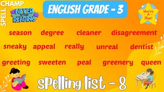 English Grade 3 Spelling List 8