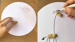 Don't throw away the peanut shells, let's make cute giraffes together!  leaf stickers kind