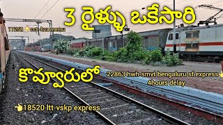 triple train action at  || kovvuru railway station || Indian railways