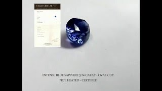 Sapphire, No heat, Intense Blue, Certified, 5.74 Carat, Oval, 0207-SF2063