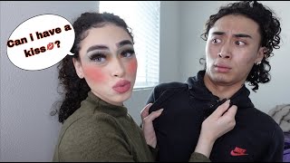 DOING MY MAKEUP HORRIBLY TO SEE HOW MY BOYFRIEND WOULD REACT...