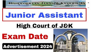 JK High Court Junior Assistant Exam Date For Jammu Division || Kashmir Division