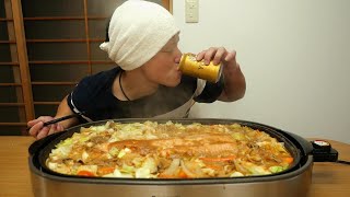 漁師の晩酌。ビールに最強に合うサケのちゃんちゃん焼きで飲む！これは瓶ビール(異論は認めませんｗ)