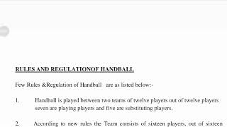 RULES AND REGULATIONOF HANDBALL