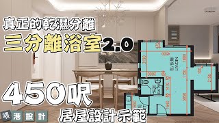 450呎 三分離浴室｜居屋單位2人家庭設計示範 ｜室內設計interior design【空間感作品】港設計