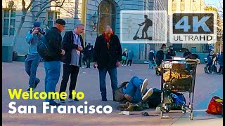 San Francisco 🇺🇸 | Civic Center WTF? 😮 | 4K Electric Scooter Tour