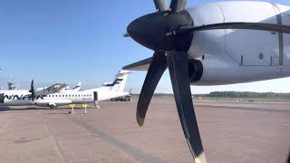 Finnair (NoRRA) ATR 72-500 (OH-ATI) engine start up and power back from gate! [4K 60]