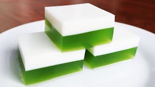 วุ้นกะทิใบเตย สูตรอร่อย วุ้นไม่แยกชั้น ไม่เหม็นเขียว ทำง่ายขายดี / Pandan and Coconut Jelly