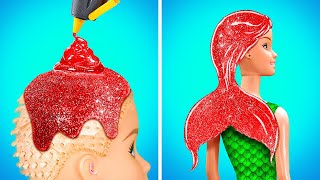 💖EXTREME MERMAID DOLL MAKEOVER 🧜‍♀️ Cute Miniature Crafts and Tiny DIY Ideas by 123 GO!