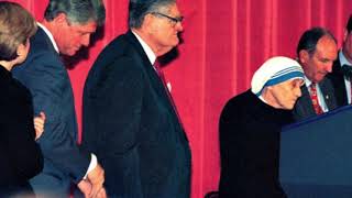 Mother Teresa in Charlotte with Bishop Curlin from 1995