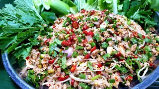 1162 ลาบขนมจีนหมูสับ เครื่องนัว เอาใจเด็กเส้น ...  Spicy Rice Noodles with Minced Pork