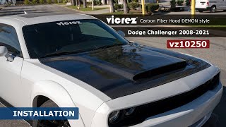 Vicrez Carbon Fiber Demon Hood w/ Vent Scoop vz102502 | Dodge Challenger 2008-2023 | Installation