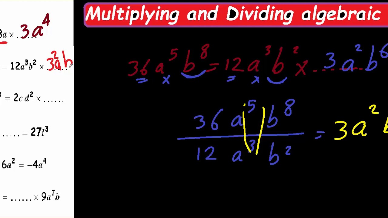 Multiplying And Dividing Algebraic Terms & Prep 1 - YouTube