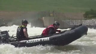 Firefighters practice swift water rescues on Lake Belton dam