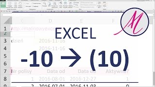 Excel: Nawiasy zamiast minusów