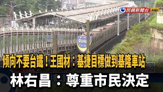 傾向不要台鐵 王國材:基捷目標做到基隆車站－民視新聞