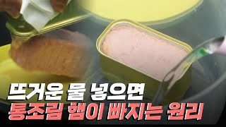 [핫클립] 뜨거운 물을 넣으면 통조림 햄이 빠지는 원리는? / YTN 사이언스