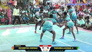 LEAGUE |INCOMETAX CHENNAI vs THIRUMULLAIVASAL A |THIRUMULLAIVASAL|SOUTH ZONE MEN'S KABADDI - 2023