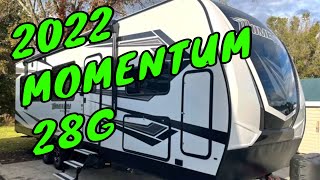 NEW 2022 GRAND DESIGN MOMENTUM 28G Travel Trailer Toyhauler G-Class Dodd RV Generator Solar Tour