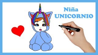 Aprende a dibujar una NIÑA UNICORNIO Kawaii 💙 How to draw a Unicorn Girl