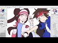 【ポケモン】イラストメイキング（bw2キョウヘイ＆メイ）【speed painting clip studio paint】