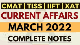 Current affairs revision series: March 2022 | Most imp current affairs | IIFT, XAT, TISS, CMAT GK