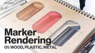 Marker Rendering Tutorial 01- How to Render Wood, Plastic and Metal.