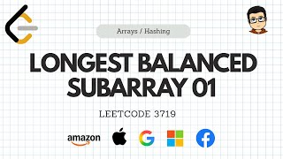 Leetcode 3719: Longest Balanced Subarray I
