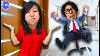 Try NOT to LAUGH at Mommy VS Daddy Office Chair RACE!